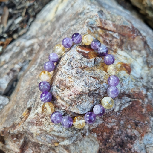 Handmade Creativity 10ml Gemstone Bracelet with Amethyst &amp; Citrine for Inspiration, Confidence, and Emotional Healing | Natural Crystal Jewelry for Clarity and Manifestation