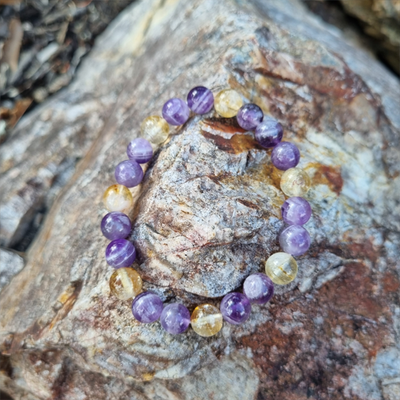 Handmade Creativity 10ml Gemstone Bracelet with Amethyst &amp; Citrine for Inspiration, Confidence, and Emotional Healing | Natural Crystal Jewelry for Clarity and Manifestation