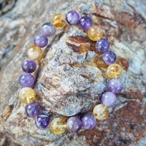 Handmade Creativity 10ml Gemstone Bracelet with Amethyst &amp; Citrine for Inspiration, Confidence, and Emotional Healing | Natural Crystal Jewelry for Clarity and Manifestation