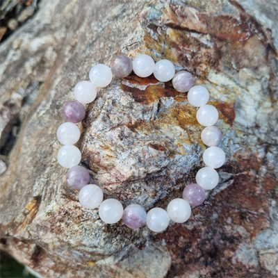 Handmade Love 8ml Gemstone Bracelet with Rose Quartz and Kunzite for Emotional Healing, Self-Love, and Compassion | Natural Crystal Jewelry for Heart Healing and Connection