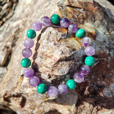 Handmade Vision 10ml Gemstone Bracelet with Amethyst and Malachite for Clarity, Insight, and Emotional Healing | Natural Crystal Jewelry for Spiritual Awareness and Transformation Handmade Vision 10ml Gemstone Bracelet with Amethyst and Malachite for Clarity, Insight, and Emotional Healing | Natural Crystal Jewelry for Spiritual Awareness and Transformation