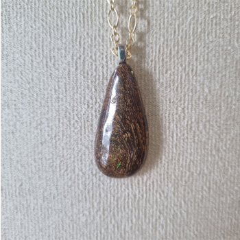 Handmade Australian Boulder Opal Necklace with 30% Gold Filled and Gold Coated Chain Handmade Australian Boulder Opal Necklace with 30% Gold Filled and Gold Coated Chain