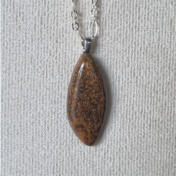 Handmade Australian Boulder Opal Necklace with 925 Sterling Silver Chain (45cm) Handmade Australian Boulder Opal Necklace with 925 Sterling Silver Chain (45cm)