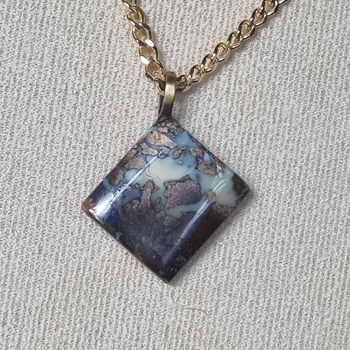Handmade Australian Boulder Opal Necklace with 30% Gold Filled and Gold Coated Chain Handmade Australian Boulder Opal Necklace with 30% Gold Filled and Gold Coated Chain