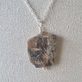 Handmade Petrified Wood Necklace with 925 Sterling Silver Chain (45CM) Handmade Petrified Wood Necklace with 925 Sterling Silver Chain (45CM)