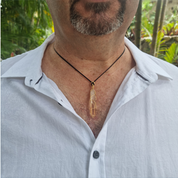 Hand Wired Lemurian Quartz Crystal with 925 Sterling Silver Chain | Natural Healing Crystal Jewelry for Spiritual Growth and Clarity