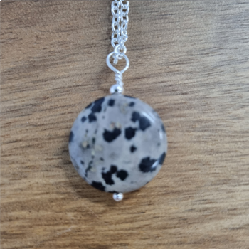 Hand Wired Dalmatian Jasper Gemstone with 925 Sterling Silver Chain | Natural Crystal Jewelry for Joy, Protection, and Emotional Healing
