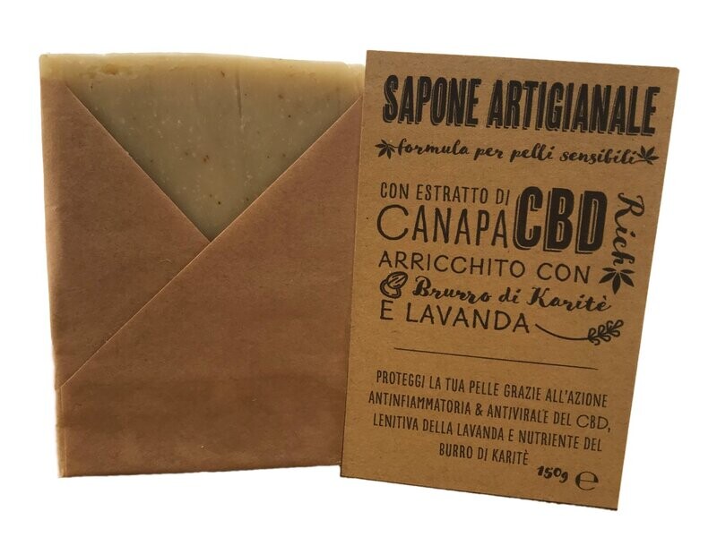 Sapone artigianale al CBD, burro di Karitè e lavanda