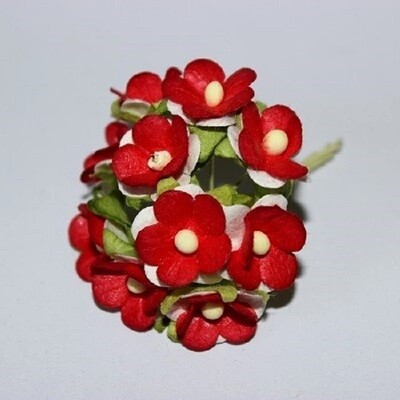 Fleur rouge et blanche artificielle T 1.5 cm