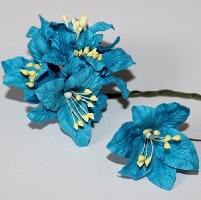 Fleur Lily turquoise artificielle