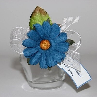 Pot en verre à dragées fleur Daisy bleue