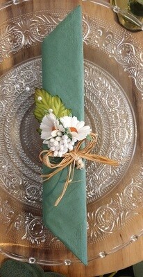 Rond de serviette floral marguerites blanches