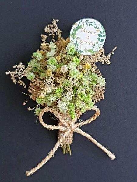 Mini bouquet magnétique fleurs séchées vertes