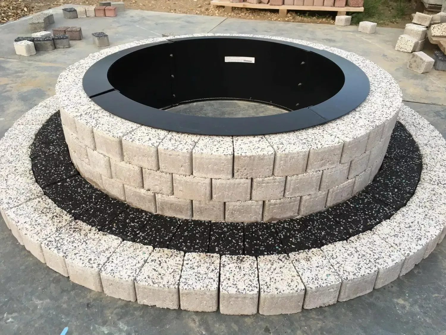 150 cm Round Fire Pit  stone granite brick