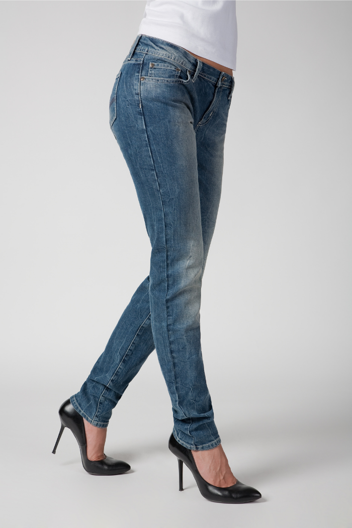 Jean Ajusté Denim effet used femme