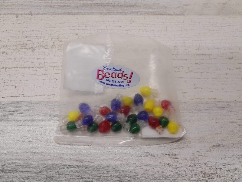 24pc Christmas Light Glass Beads Multi