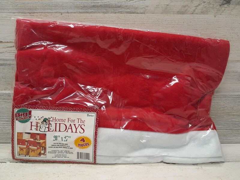 4pc 20&quot;x27&quot; Santa Hat Chair Back Covers Red/White