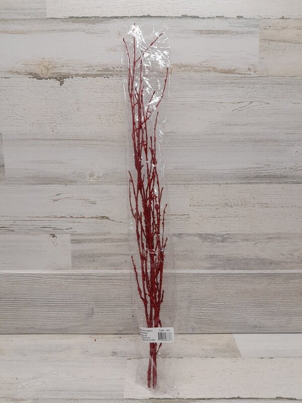 4pc Glitter Twig Bundle Red