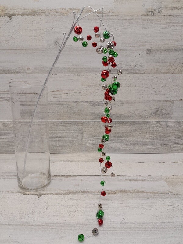 48&quot; Hanging Jingle Bell Spray Red/Green/Silver