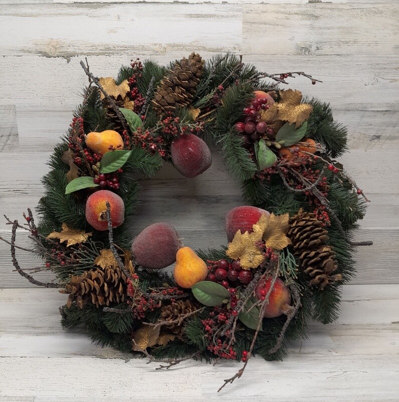 *30&quot; Fruit Deco Wreath W/Berries/Pinecones
