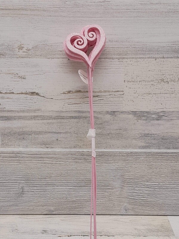6pc Heart Pick Pink