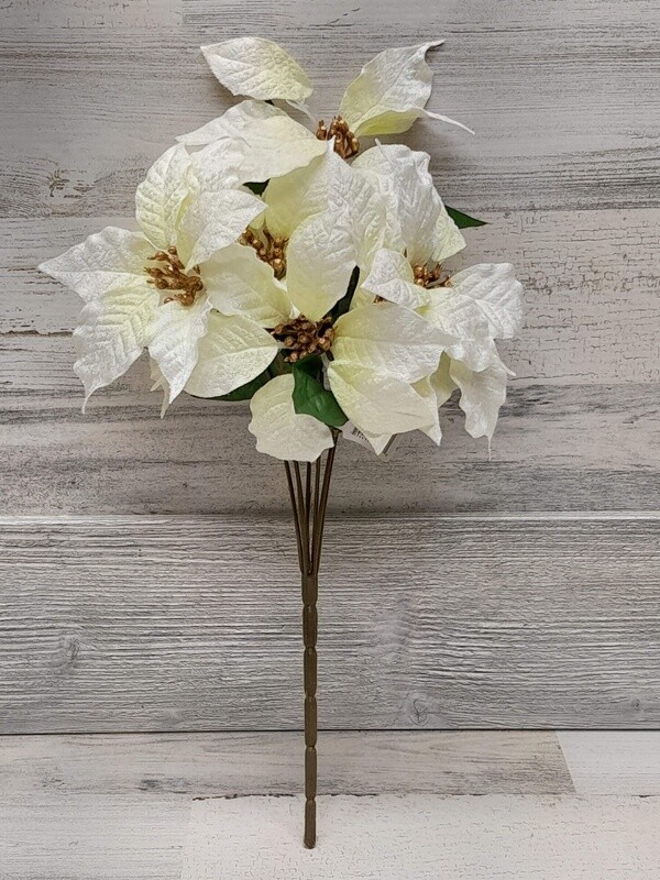 17&quot; Poinsettia Bush x7 Cream/White