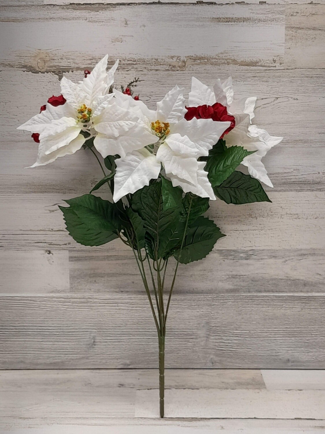 23&quot; Hydrangea/Poinsettia Bush White/Red