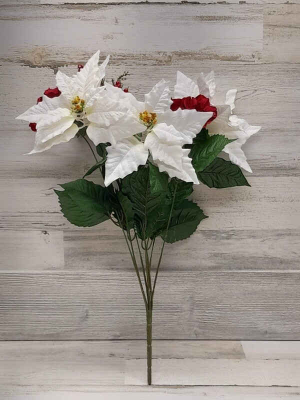 23&quot; Hydrangea/Poinsettia Bush White/Red