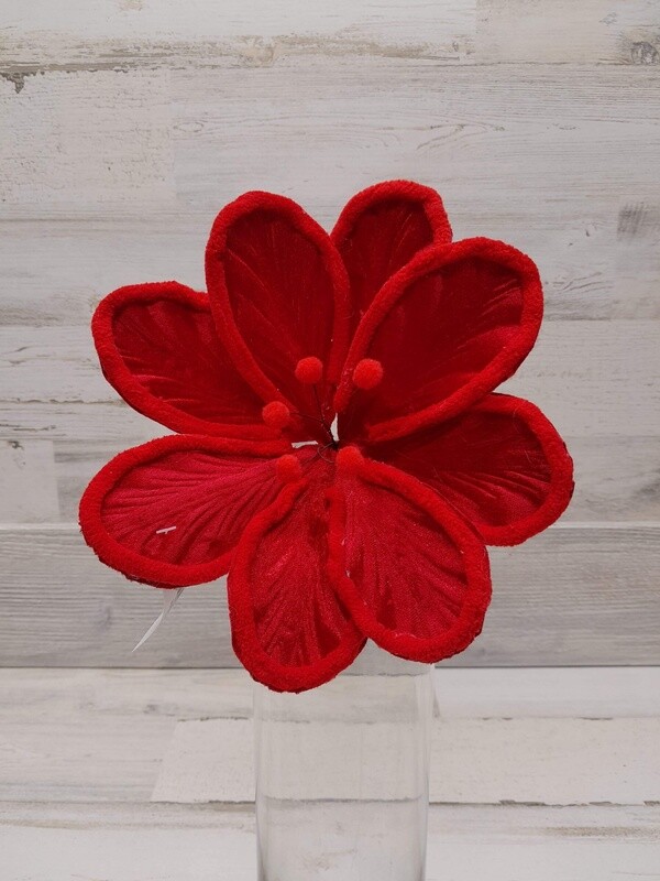 12&quot; Poinsettia Pick w/Clip Red