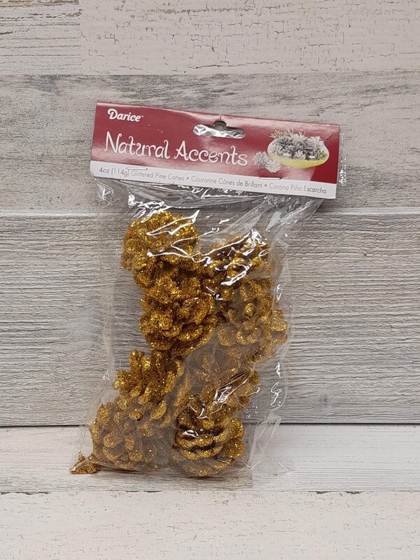 4oz Glittered Pinecones Gold