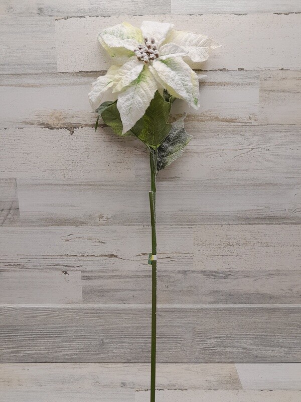 29.5&quot; Snowy Poinsettia Spray White