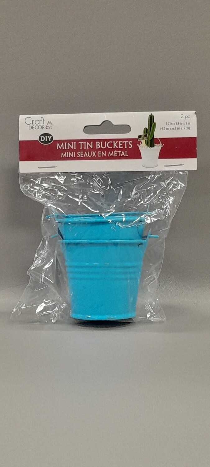 2pc 1.7&quot;x2.6&quot;x2&quot; Tin Buckets Blue