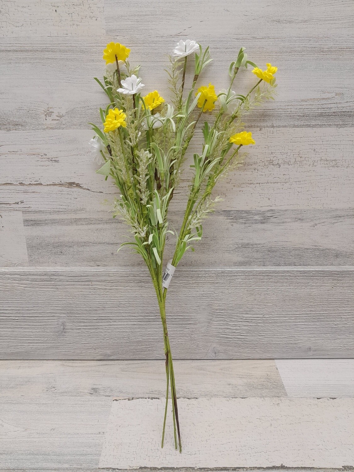 18&quot; Foam/Silk Flower Bush White/Yellow