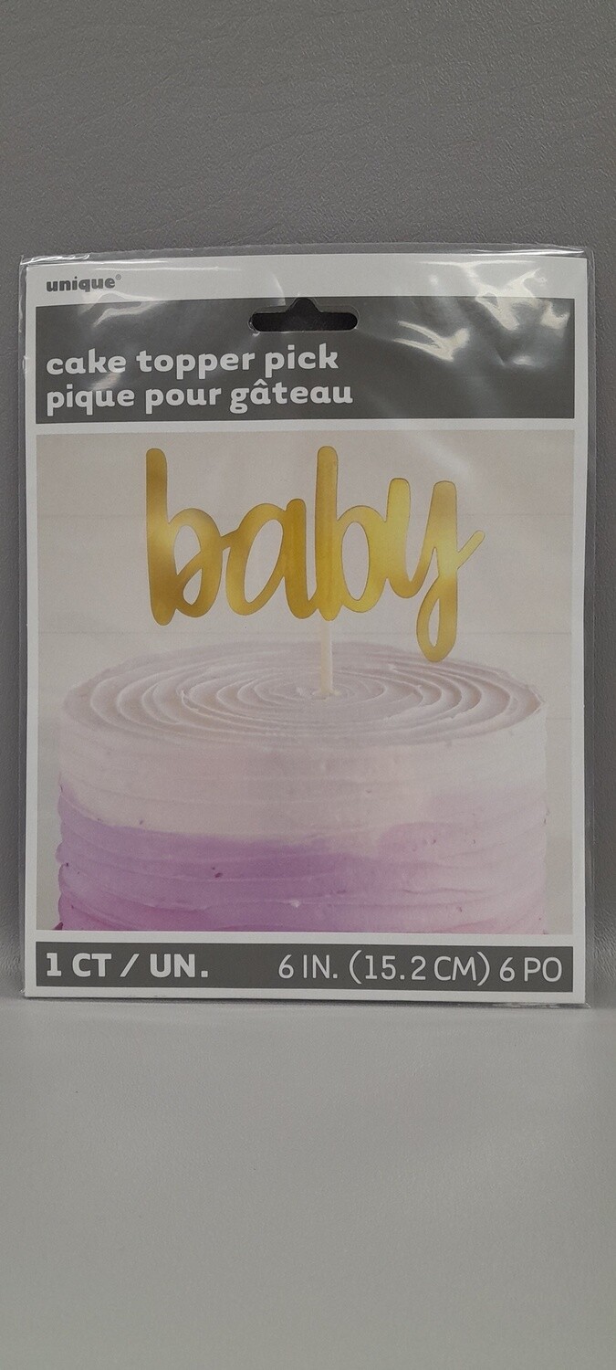 6&quot; Baby Cake Topper Gold