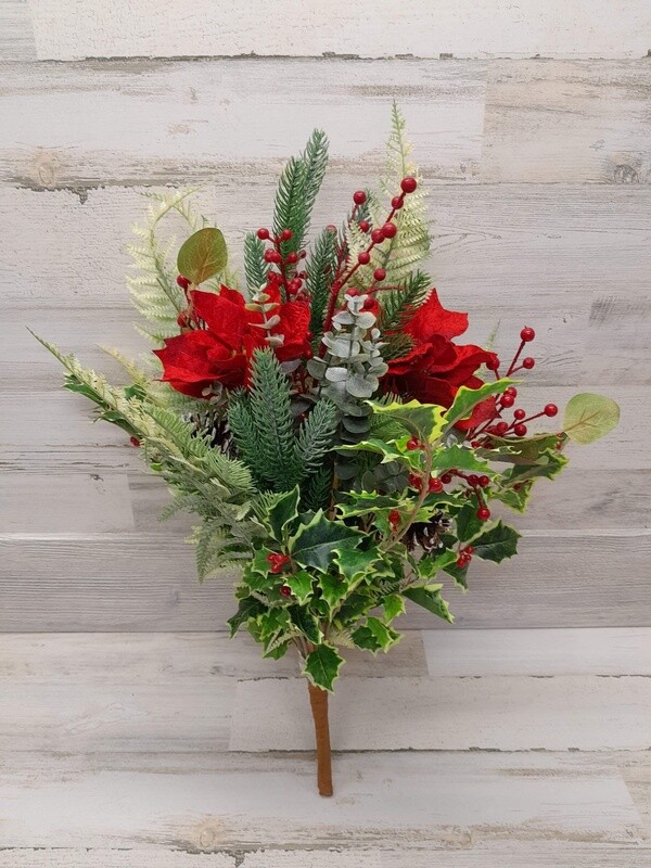 *25&quot; Poinsettia/Holly Pot Insert w/Pinecones/Berries