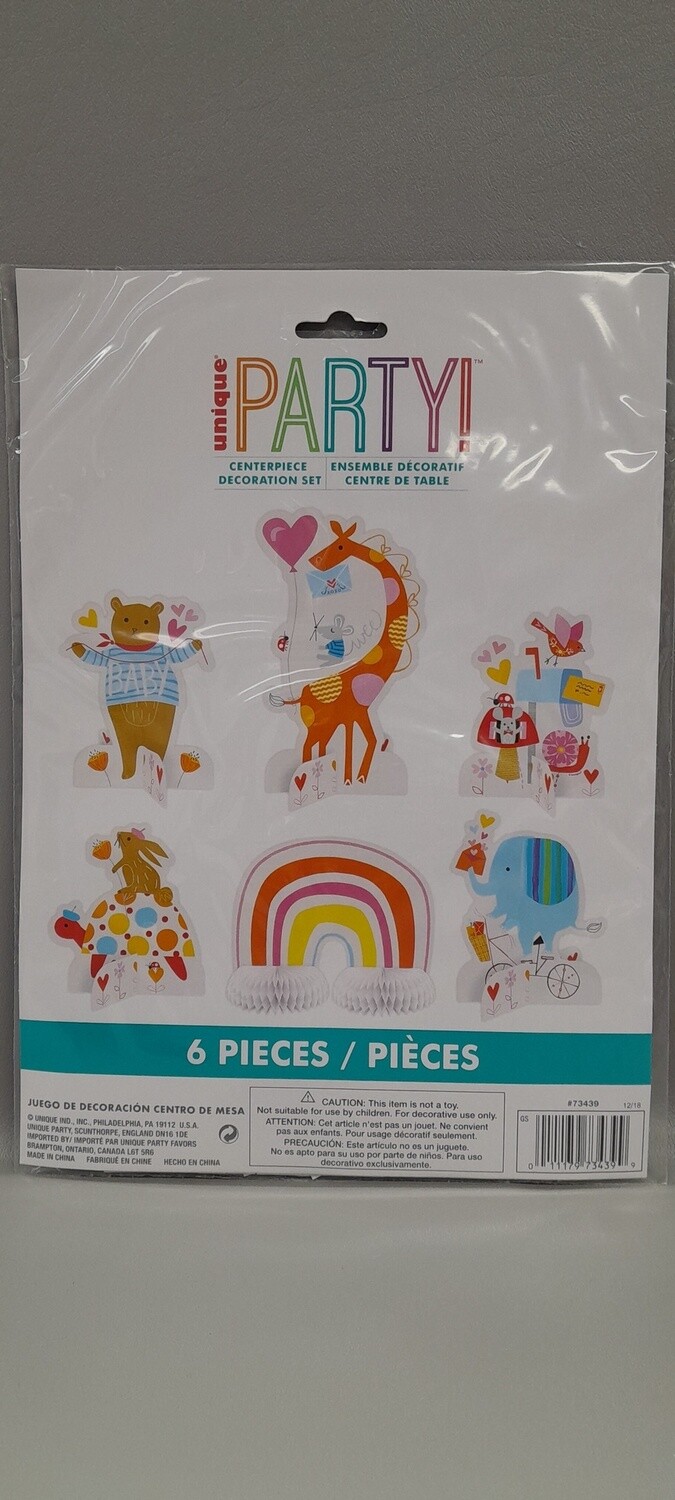 6pc Centerpiece Set Zoo Baby Shower