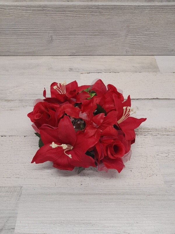4&quot; Lily/Rose Candle Ring Red