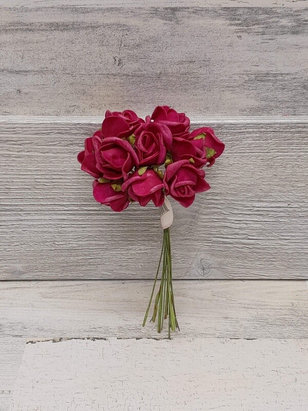 6&quot; Mini Foam Rose Bundle x12 w/1.25&quot; Head Beauty
