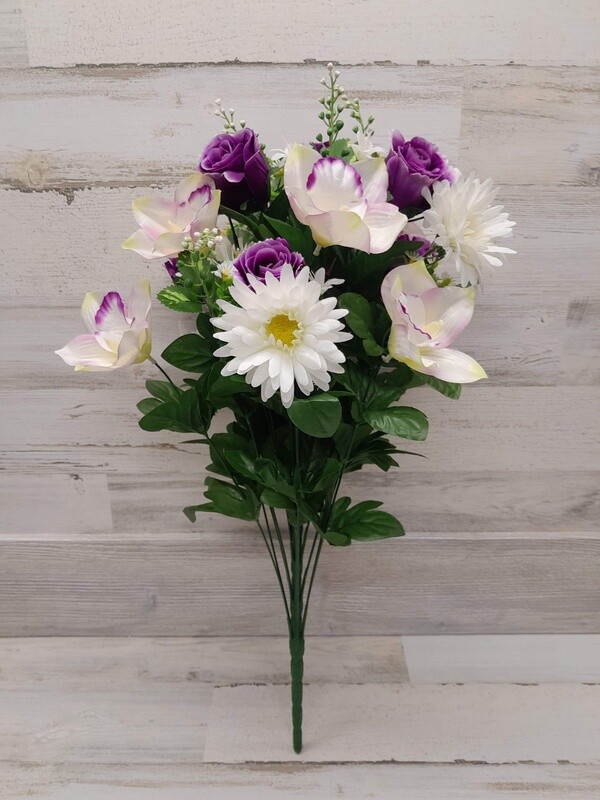24&quot; Mixed Bush x 24 Purple/White