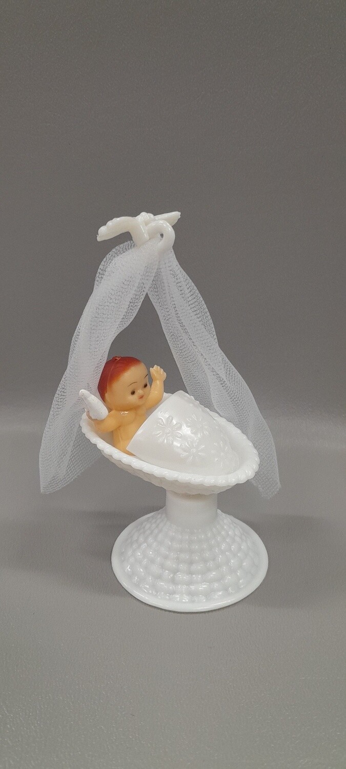 4&quot; Baby In Basket White