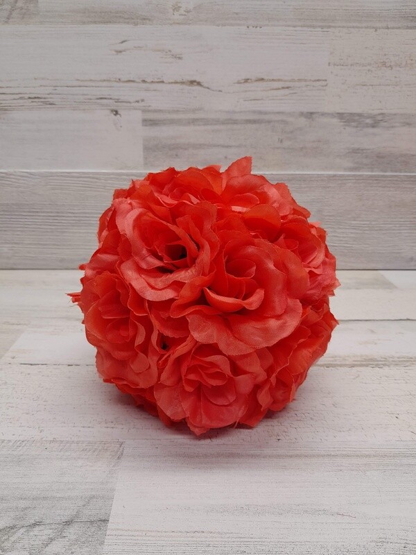 7.5&quot; Silk Flower Ball Coral