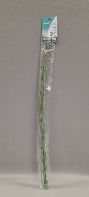 20pc 18" 24 Gauge Cloth Wire Green