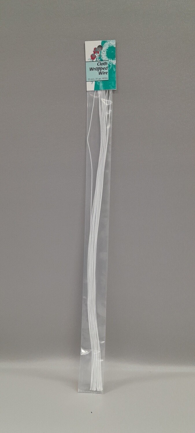 20pc 18" 28 Gauge Cloth Wire White