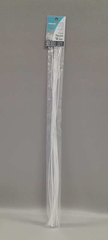 20pc 18" 22 Gauge Cloth Wire White