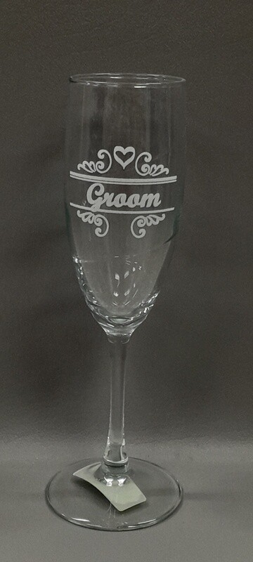 Champagne Flute Groom Clear/White (Glass)