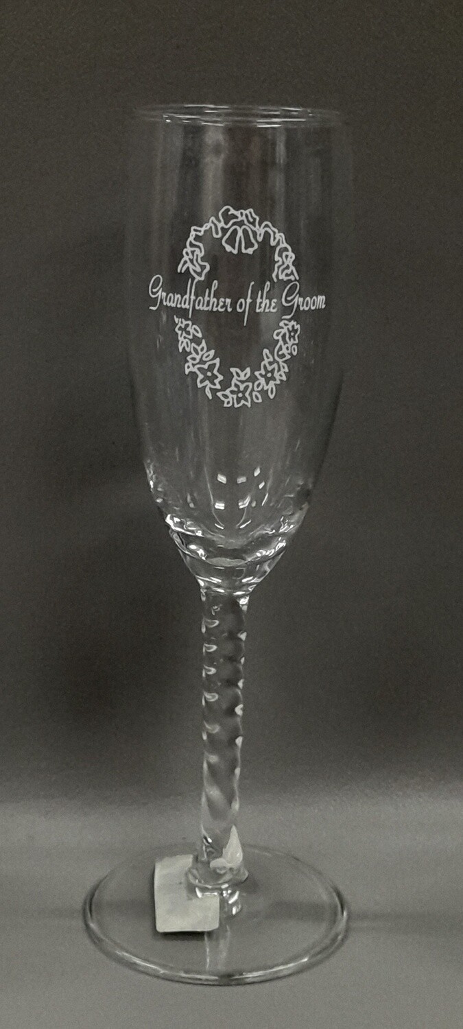 Champagne Flute Grandfather Of The Groom Clear/White (Glass)