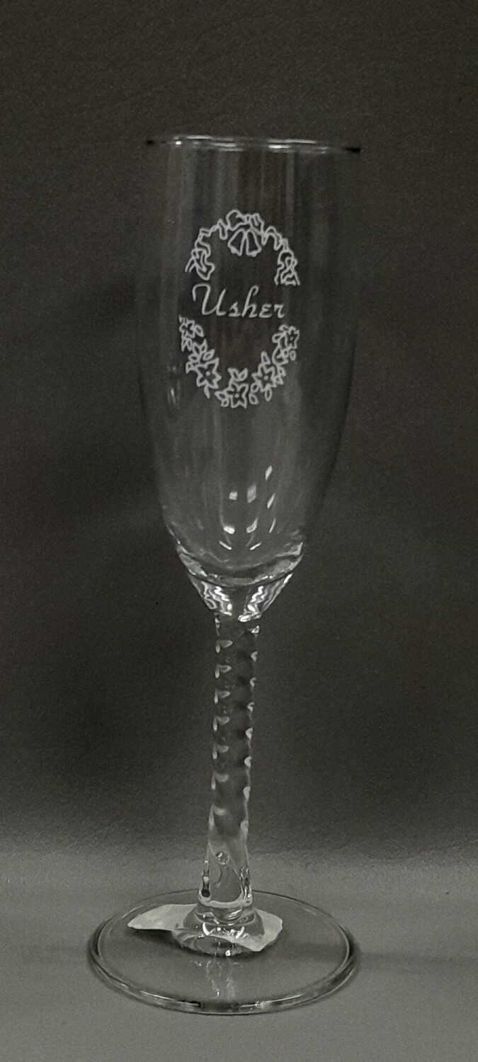 Champagne Flute Usher  Clear/White (Glass)