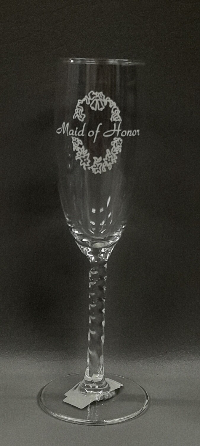 Champagne Flute Maid Of Honor Clear/White (Glass)