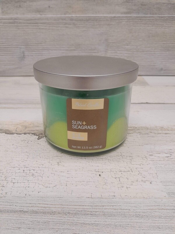 13.5oz 3 Wick Jar Candle Sun &amp; Seagrass