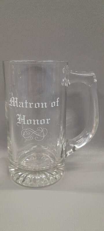 Beer Stein Matron Of Honor Clear/White (Glass)